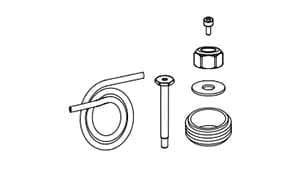 Set of spare screws, nuts and other accessories